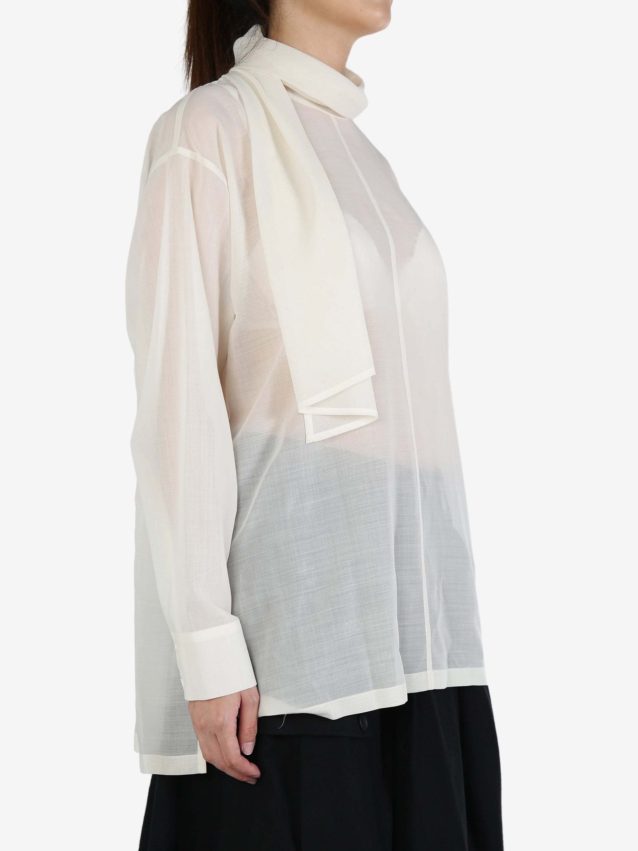 Issey Miyake Translucent Long-sleeved Shirt In White
