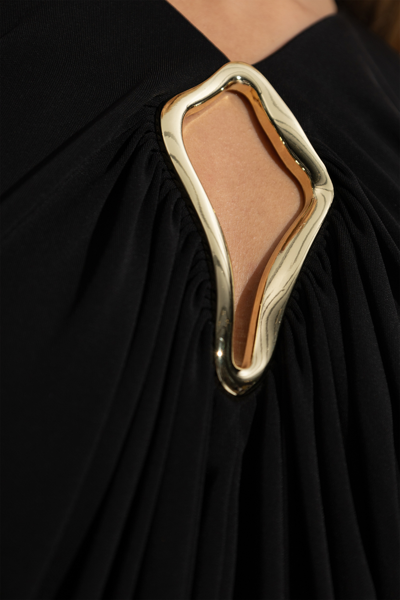 Lanvin Draped Long-sleeved Blouse In Black