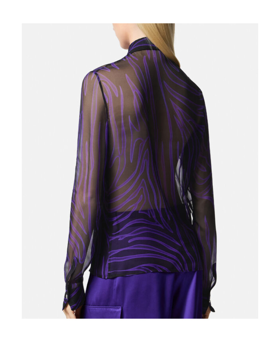 Versace Zebra-print Semi-sheer Shirt In Black