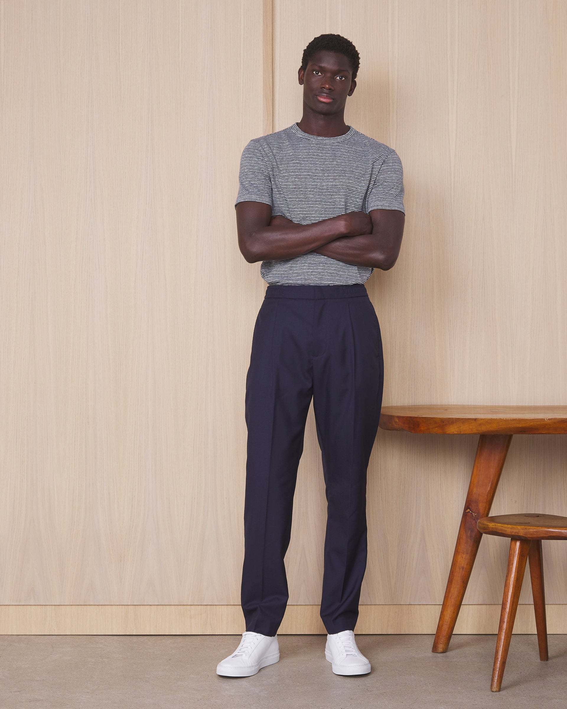 OFFICINE GENERALE LOOSE WAIST WOOL CASUAL TROUSERS