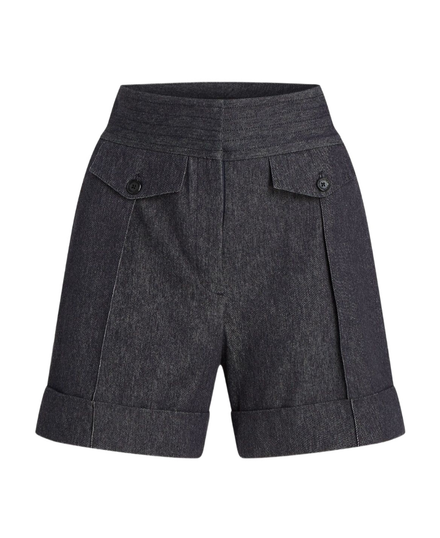 Shop Karl Lagerfeld X Amber Valletta Denim Look Tailored Shorts In Black