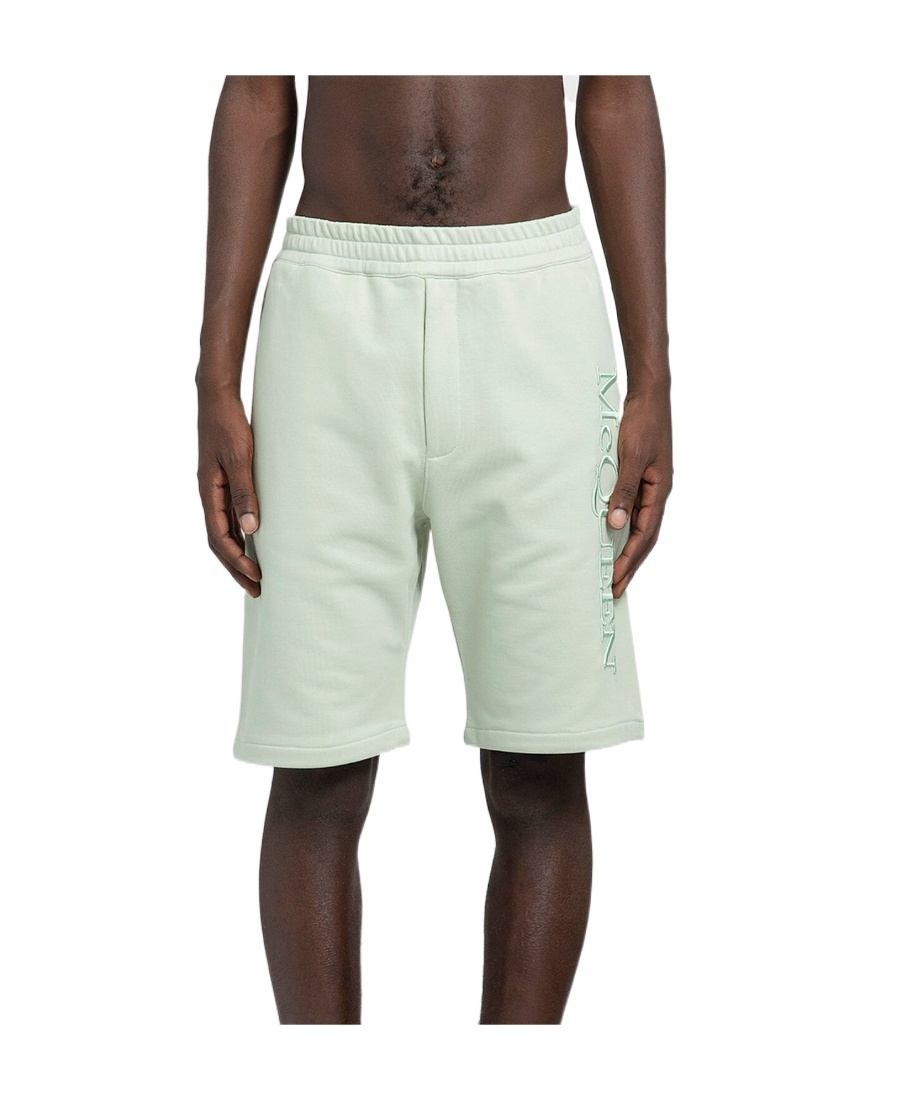 Alexander Mcqueen Embroidered-logo Bermuda Shorts In White