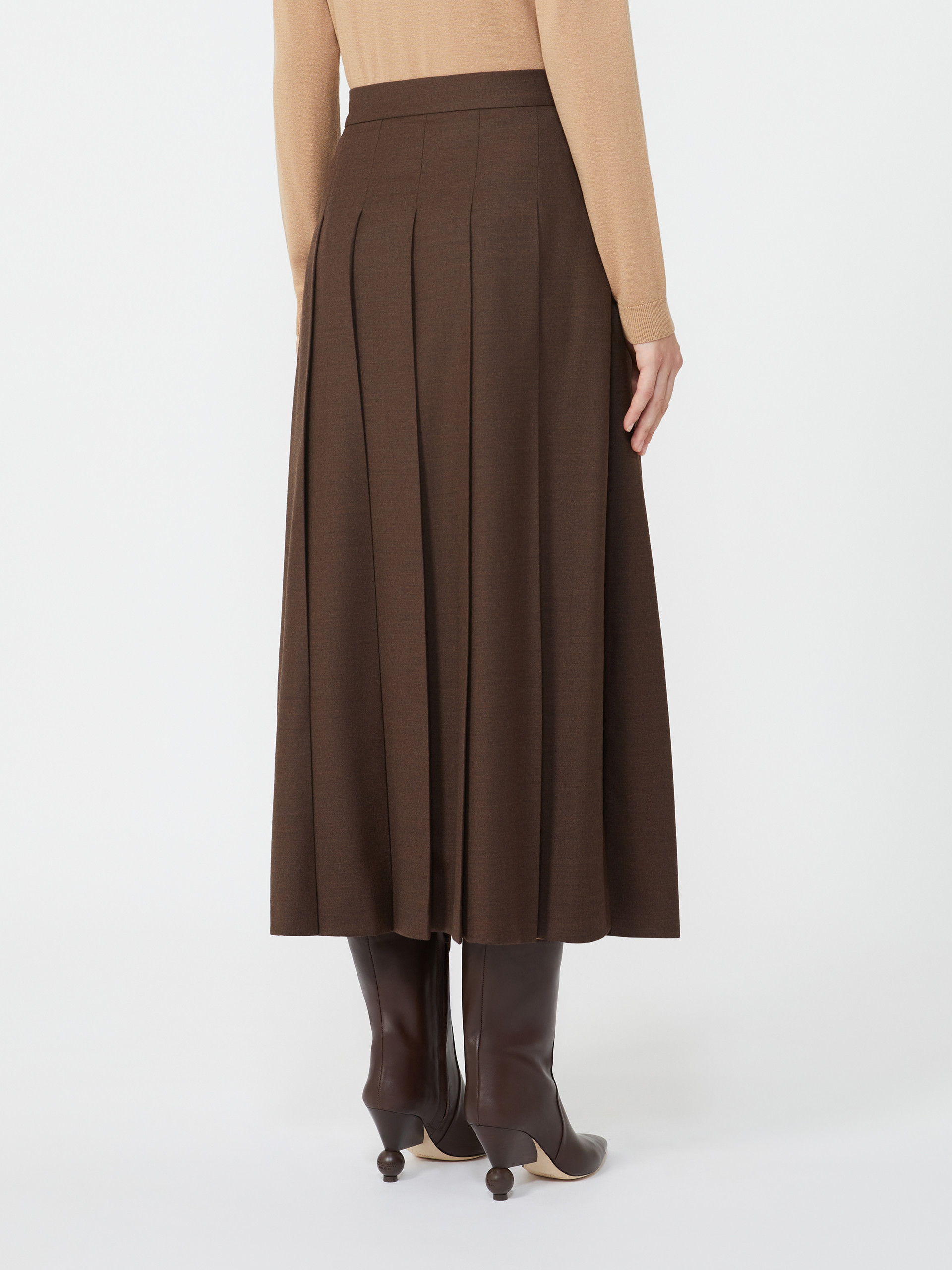 Weekend Max Mara Pleated Buckle-fastening Midi Skirt In Brown