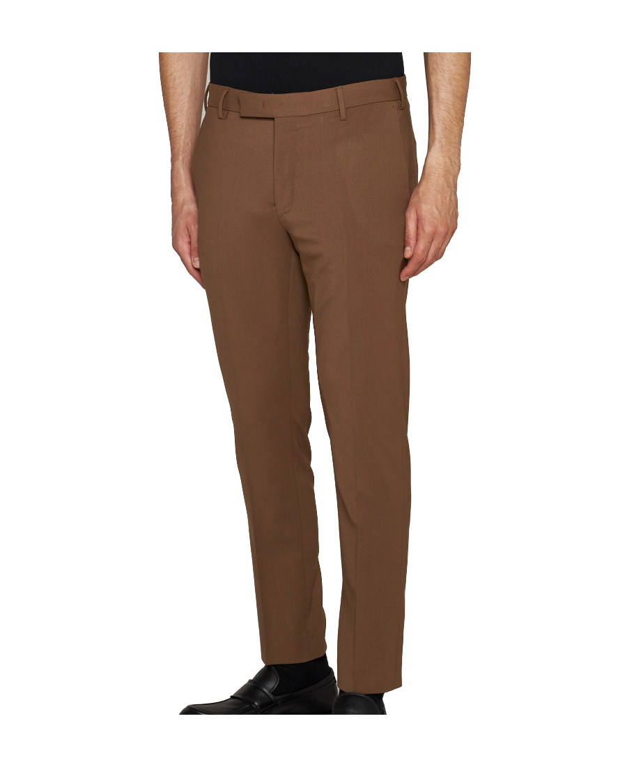 Pt Torino Mid-rise Wool Tailored Trousers In Green