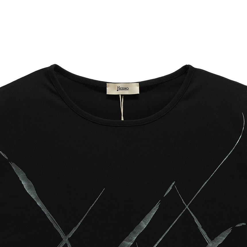 Herno Round Neck Short Sleeve T-shirt In Black