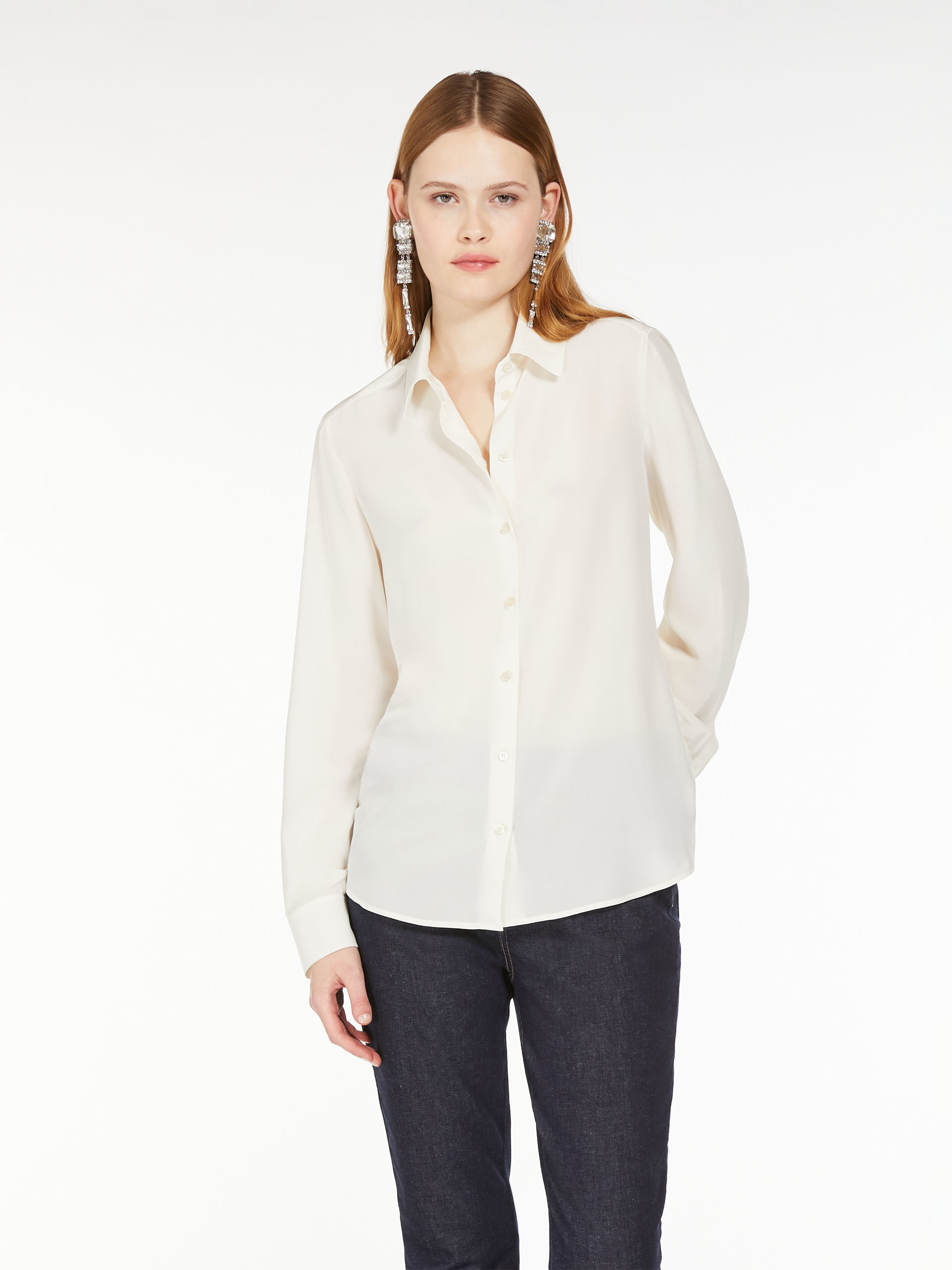 Weekend Max Mara Point-collar Gathered-cuff Shirt In White