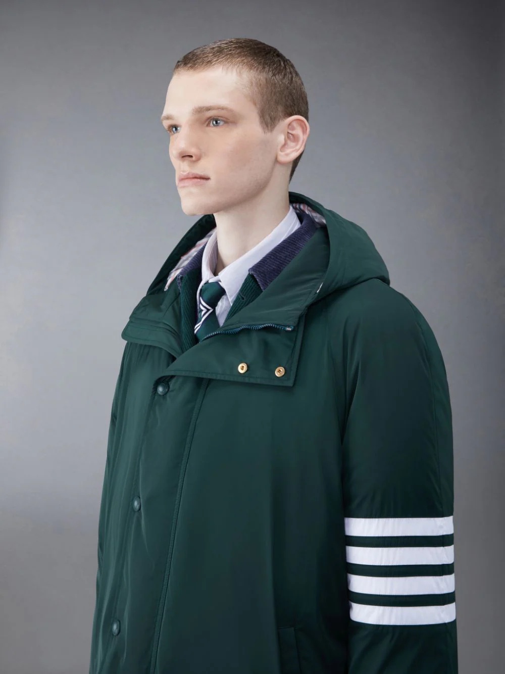 Thom Browne Raglan-sleeve Parka Coat In Green