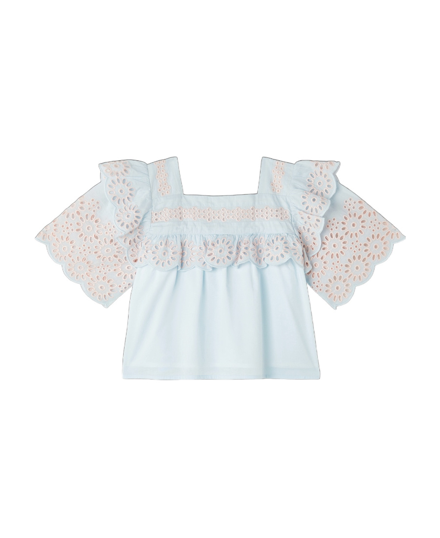 Stella Mccartney Kids Embroidered Square Neck Top In White