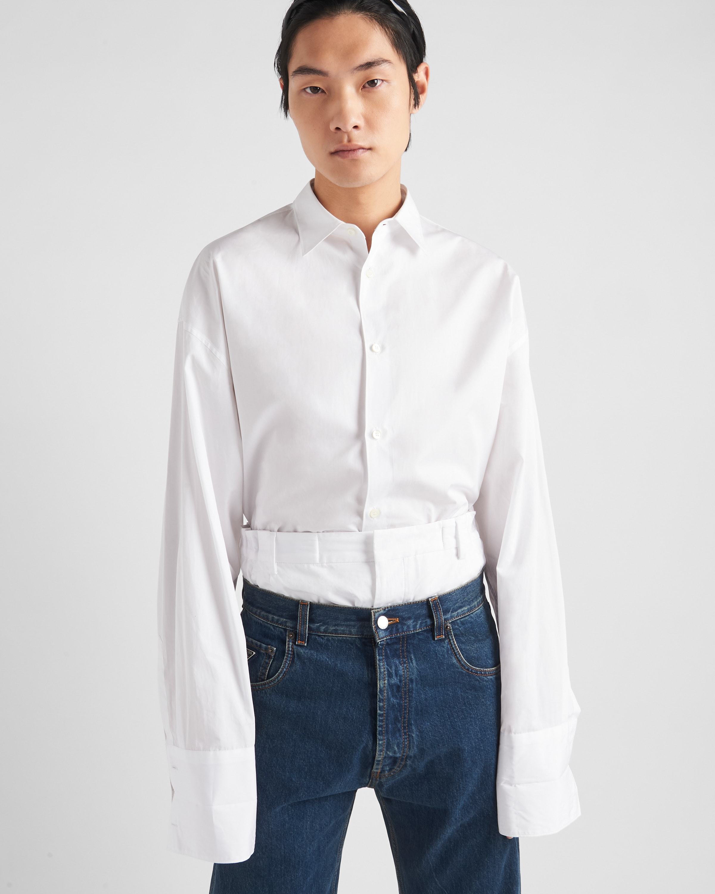 Prada Long-sleeve Cotton Shirt In White