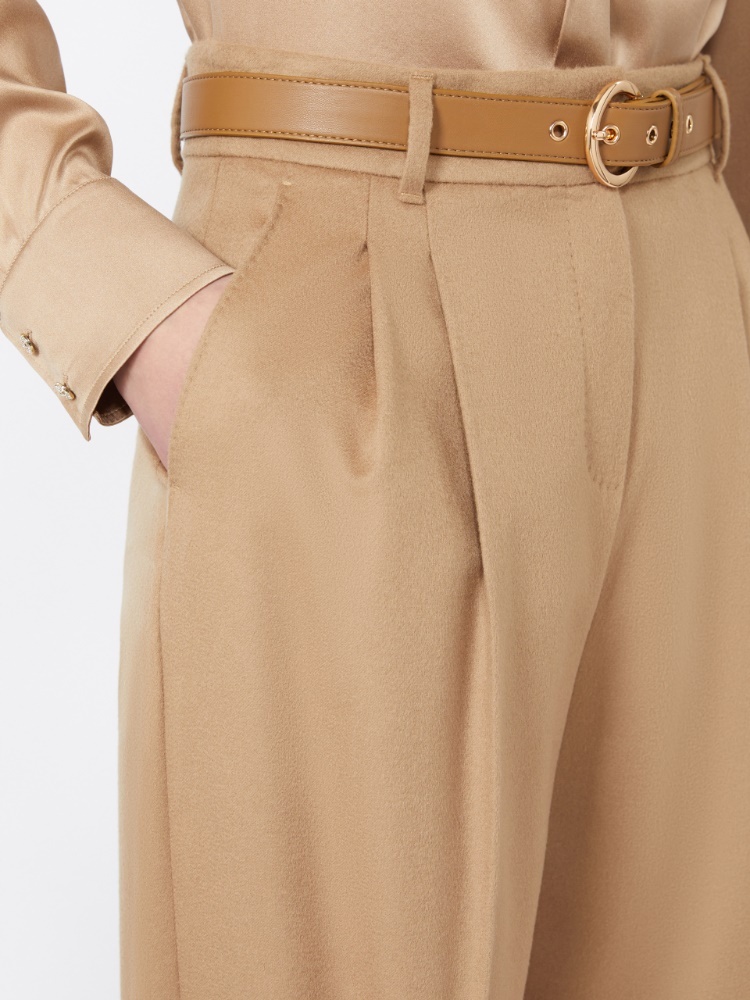 Max Mara Zac Belted Virgin Wool Wide Leg Trousers In Brown