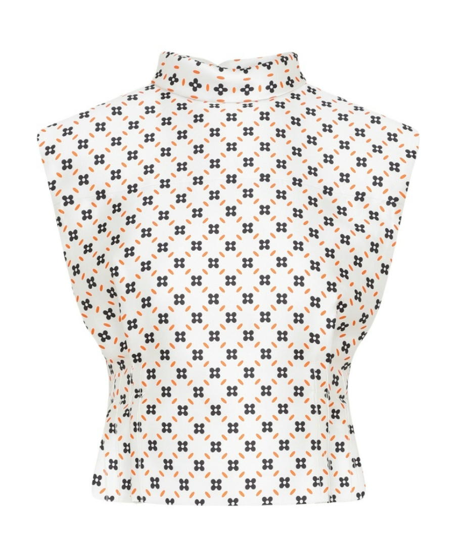 Lanvin Floral-print Sleeveless Blouse In White