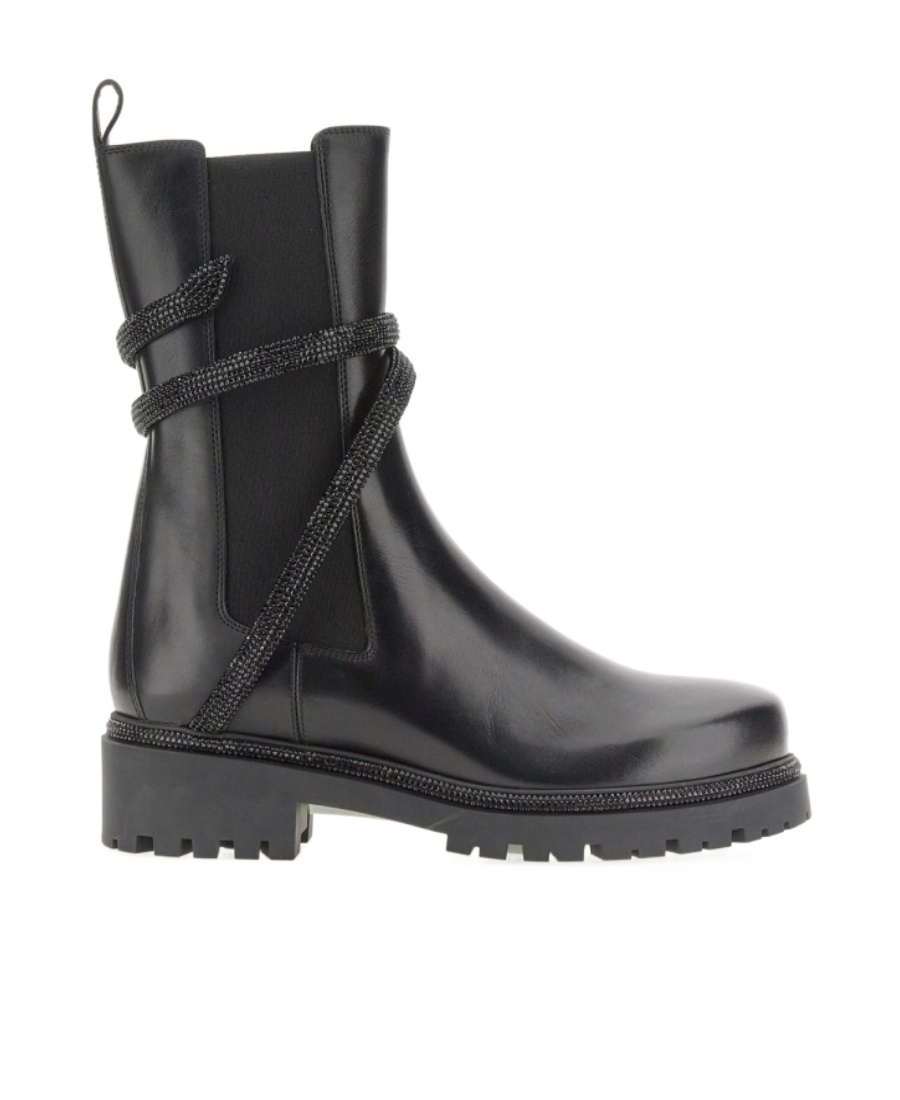 René Caovilla Cleo Combat Biker Boot In Black