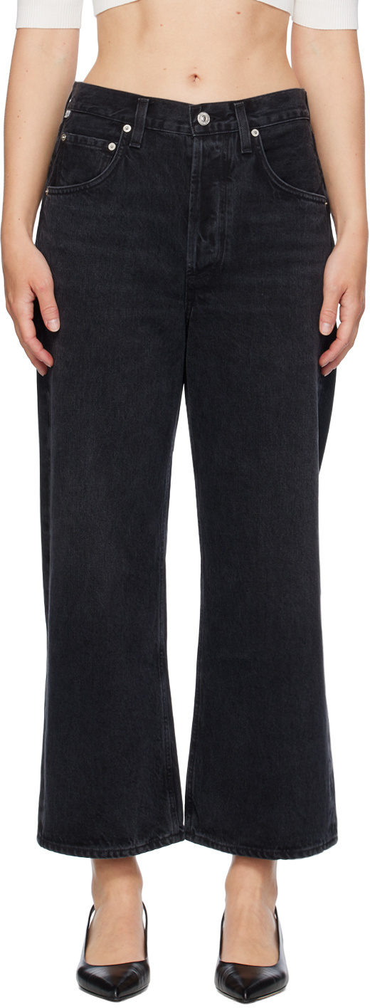 Citizens Of Humanity Black Gaucho Vintage Wide Leg Jeans In Black