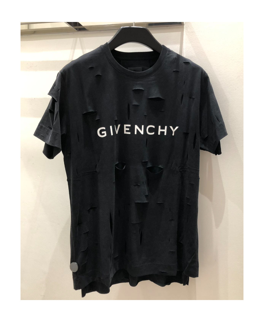 Givenchy Logo-print Ripped T-shirt In Black
