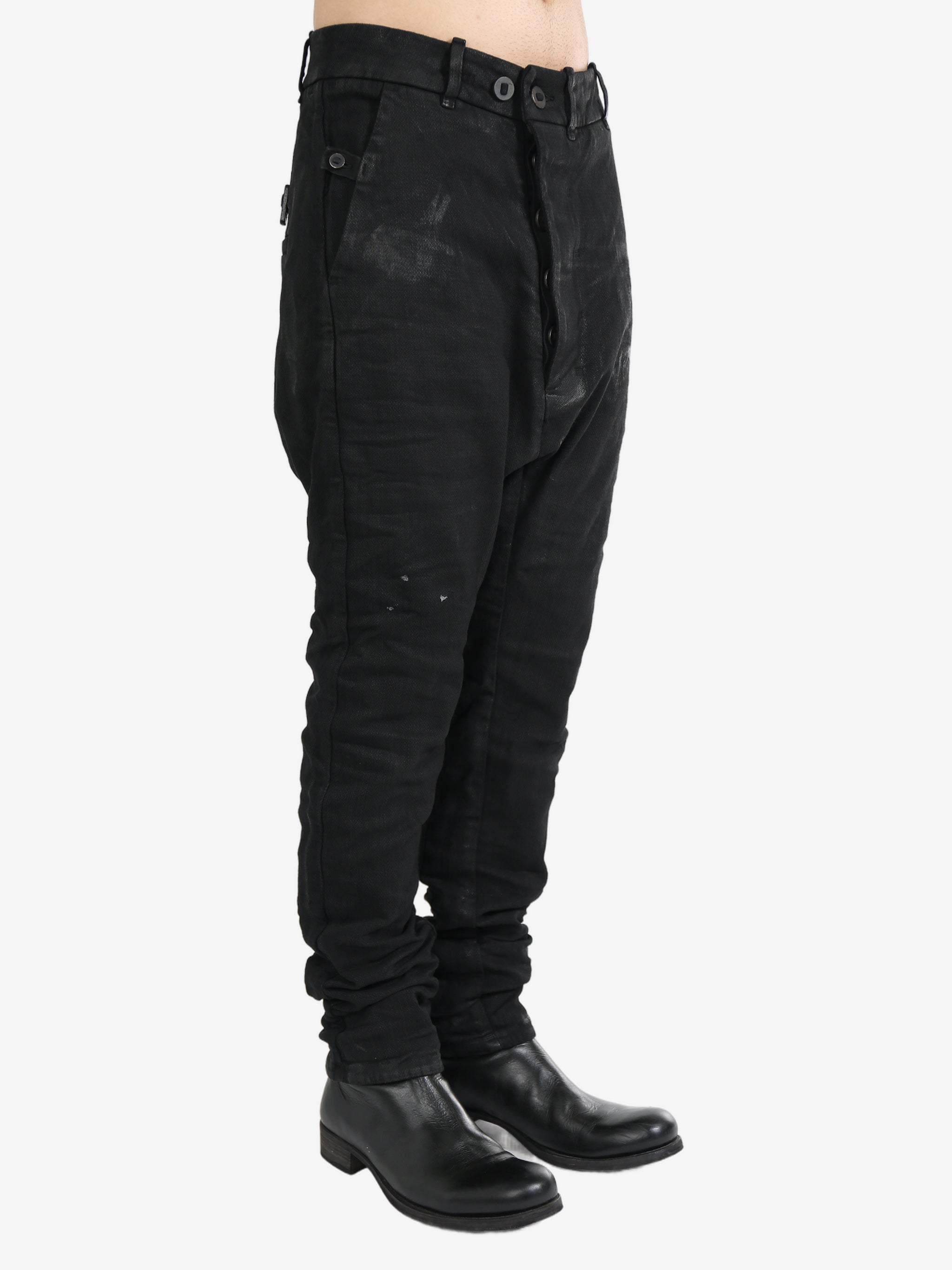 Shop Boris Bidjan Saberi Diagonal Zipper Detail Jeans Pants In Black