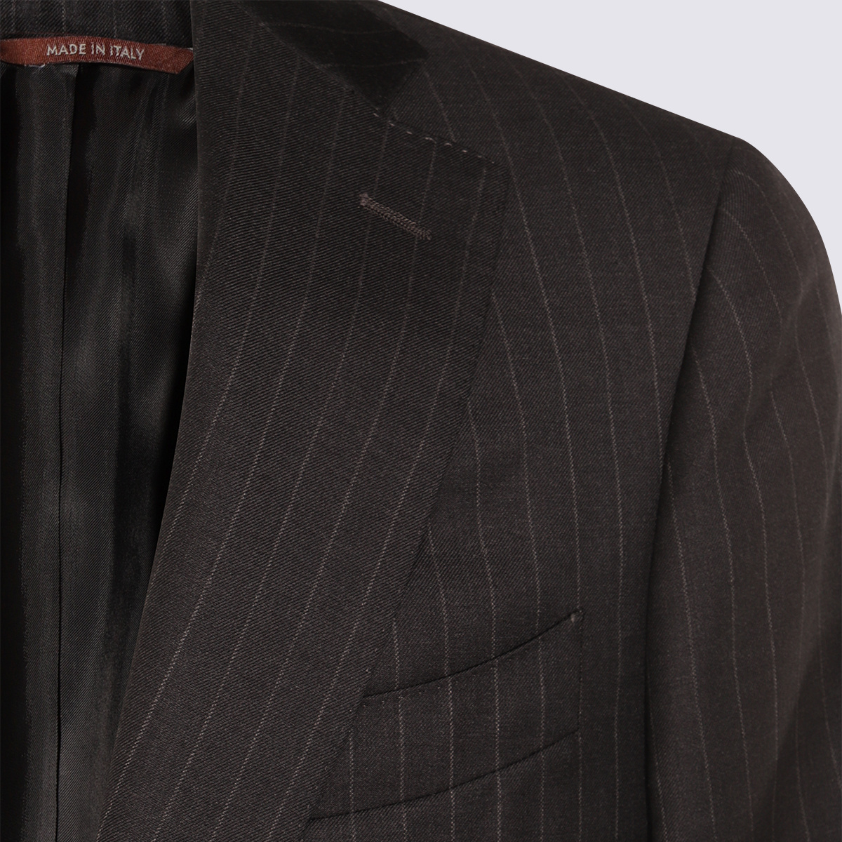 Canali Pinstripe Wool Suit In Black