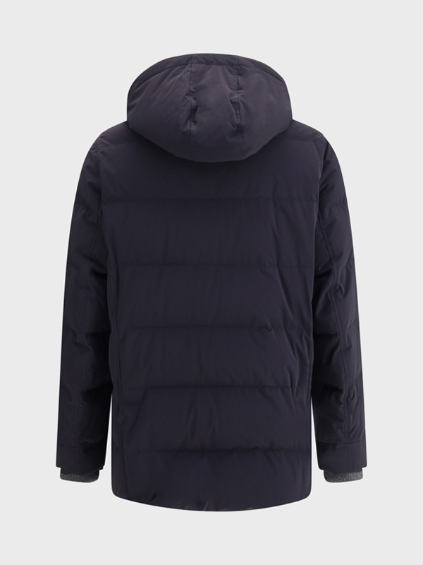 Brunello Cucinelli Hooded Down Jacket With Adjustable Back Slits In Black