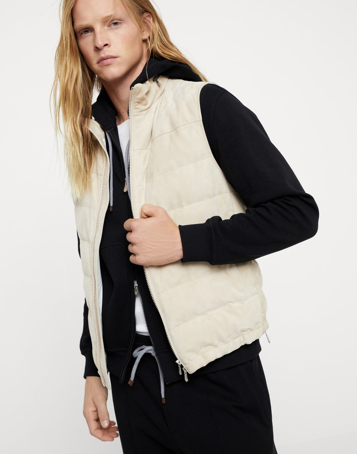 Brunello Cucinelli Cotton Blend Zipped Hoodie In Black