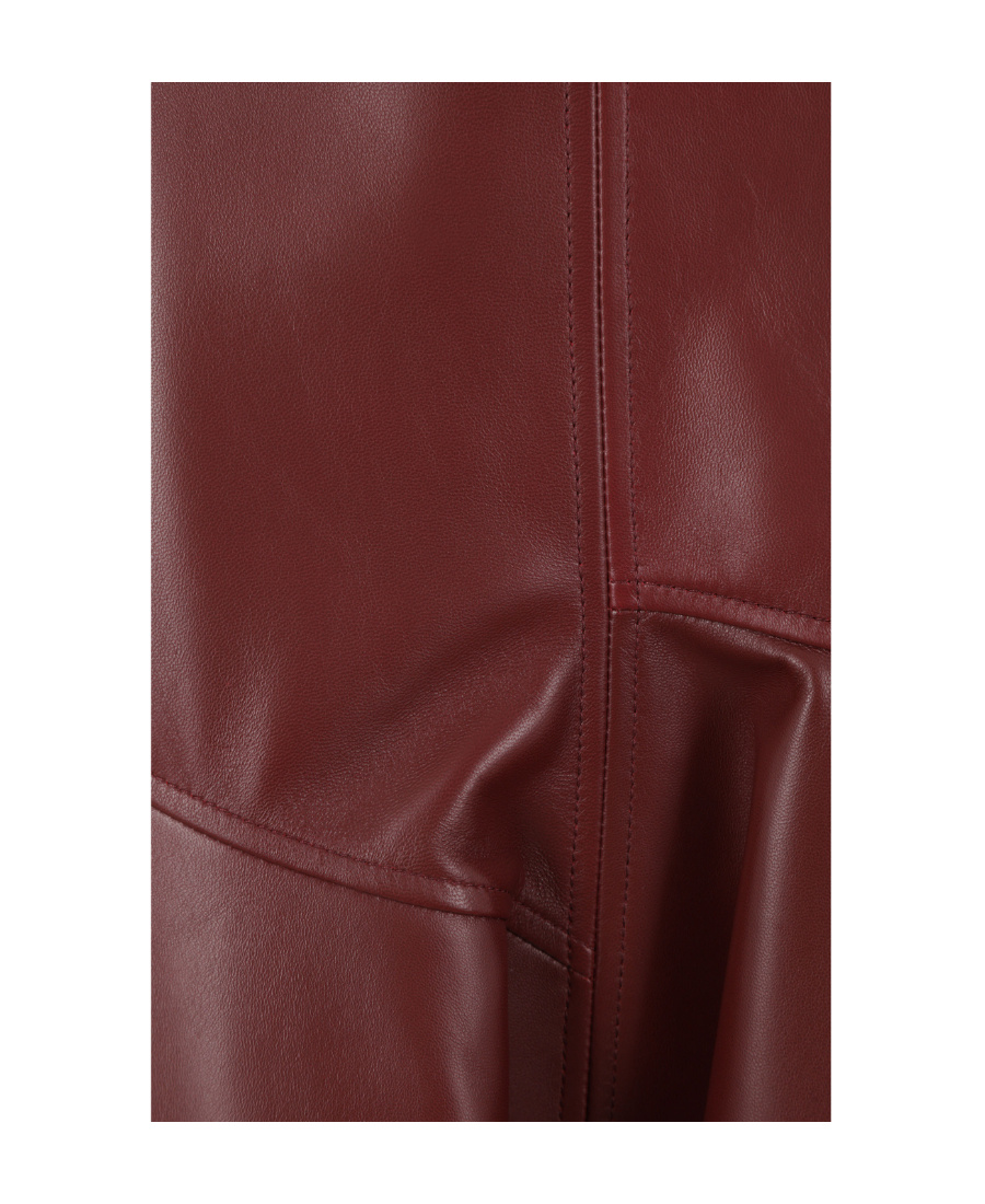 Bottega Veneta Gathered Leather Midi Skirt In Red