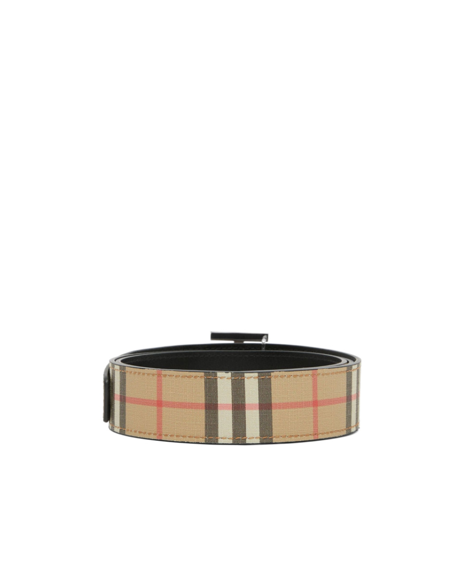 Burberry Reversible Check Monogram Belt In Nude