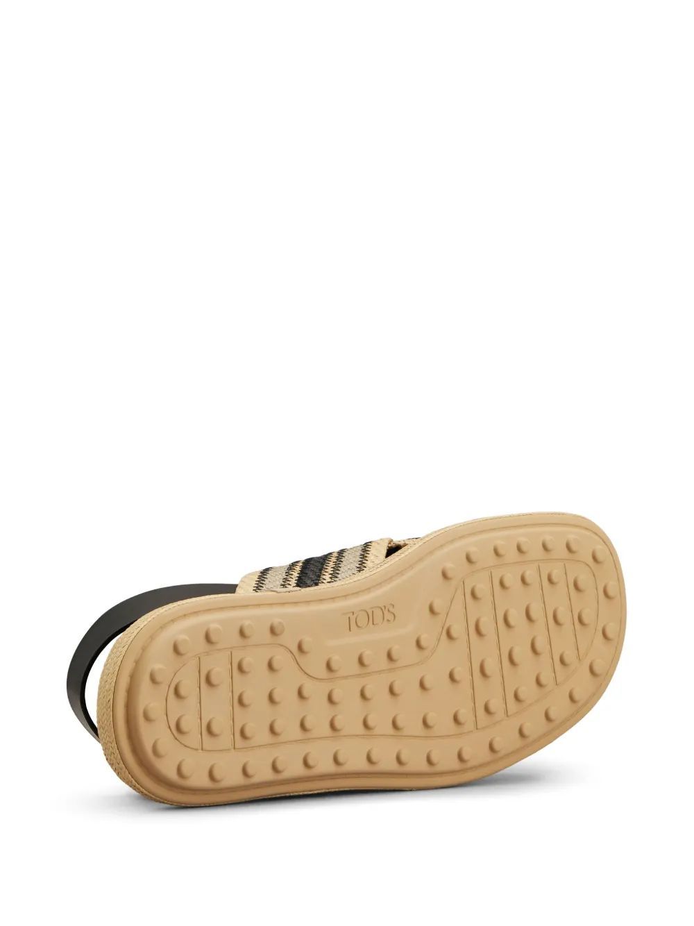 Tod's Leather-trimmed Striped Raffia Sandals In Nude
