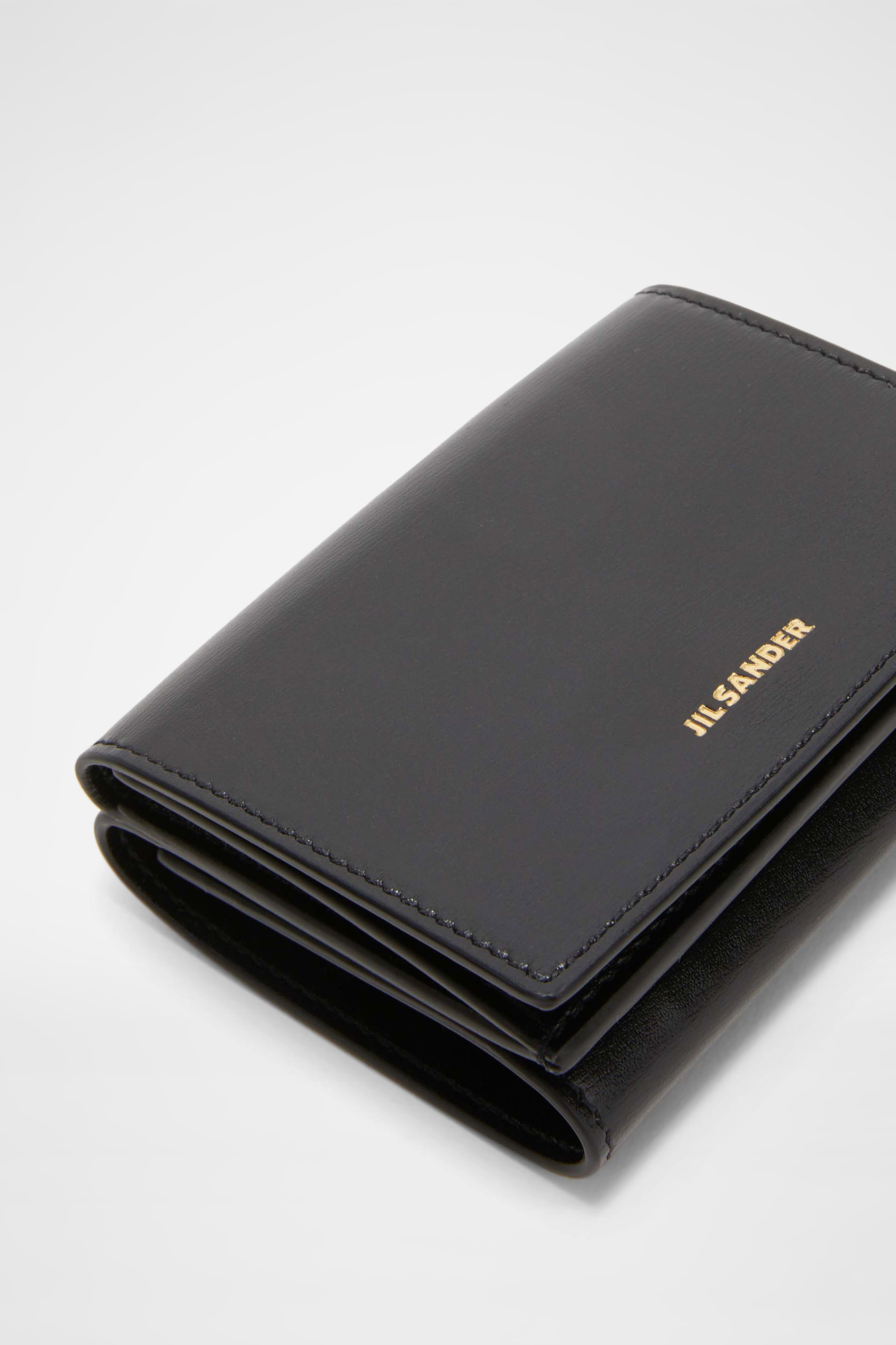 Jil Sander Tri-fold Leather Wallet In Black