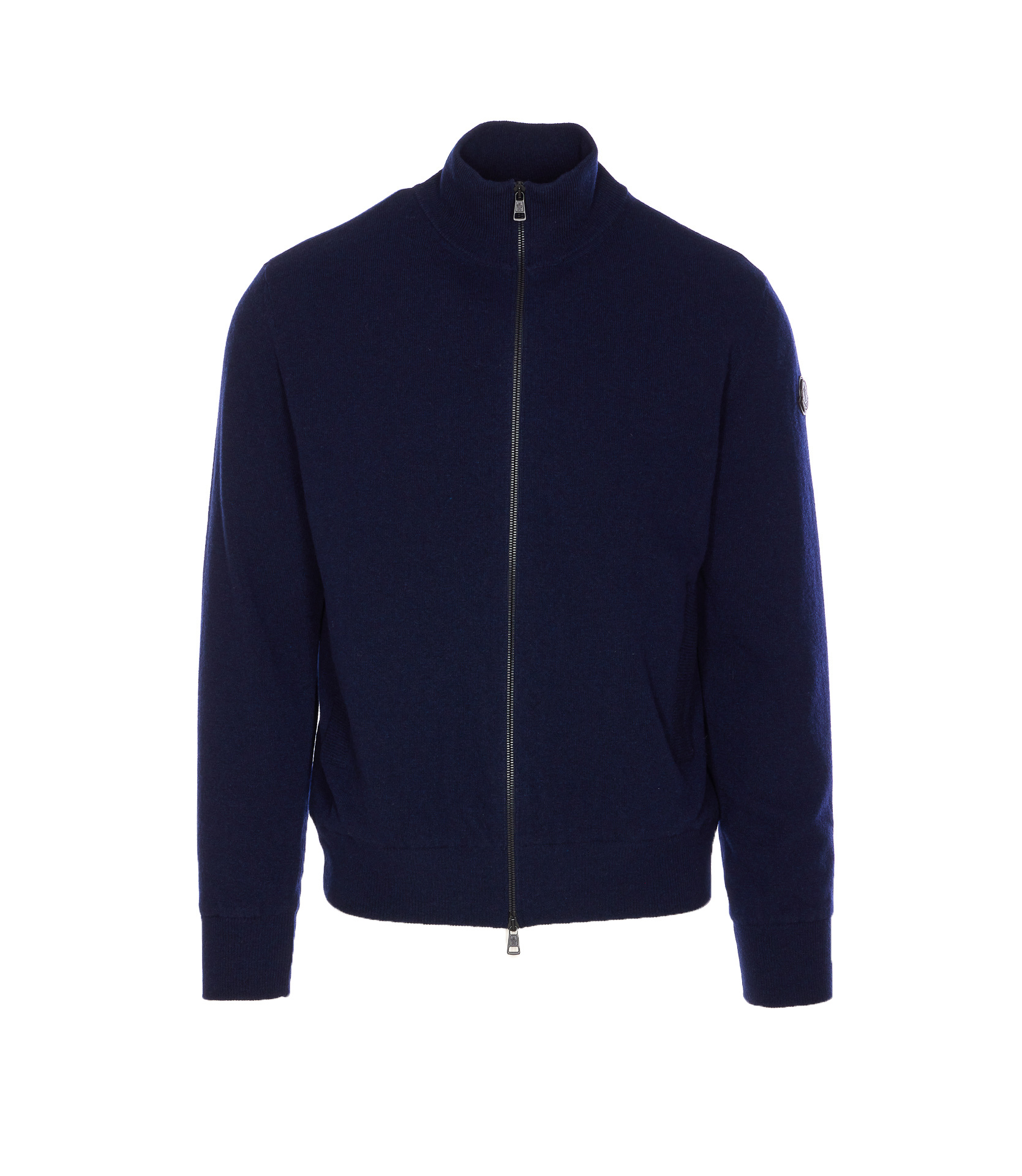 Moncler Men Logo Tricot Cardigan In Blue