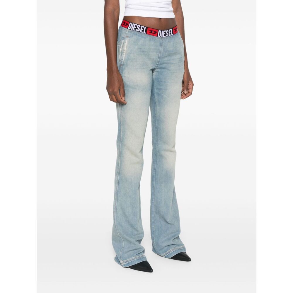 Diesel Logo-waistband Jeans In Blue