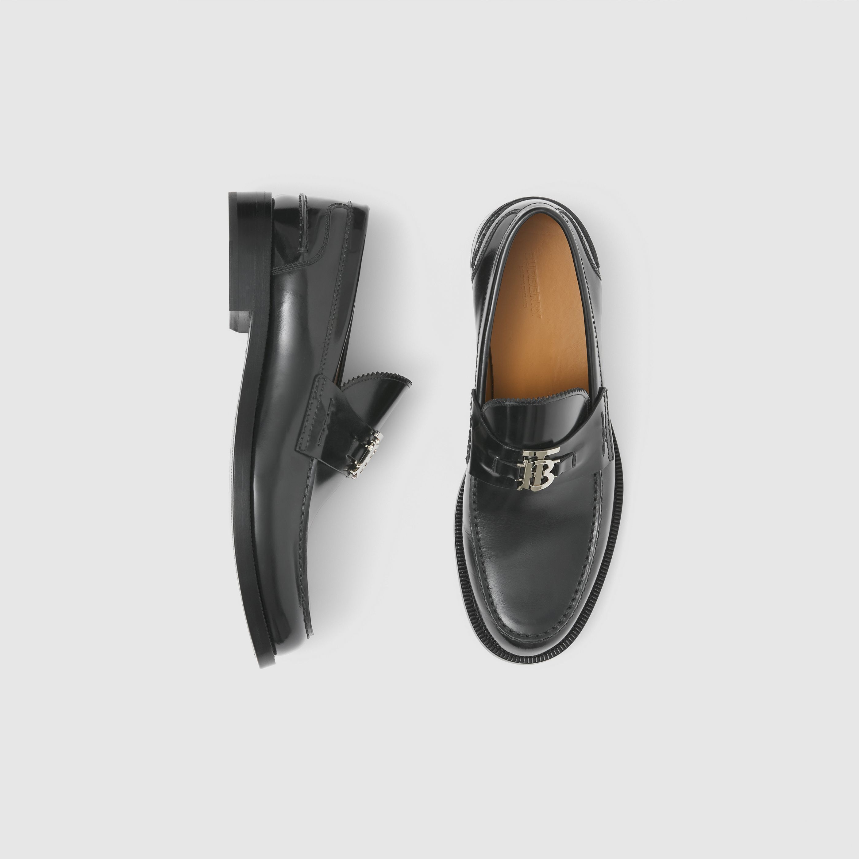 Burberry Fred Tb Metal Leather Loafers In Black | ModeSens Burberry Fred Tb Metal Leather Loafers In Black | ModeSens