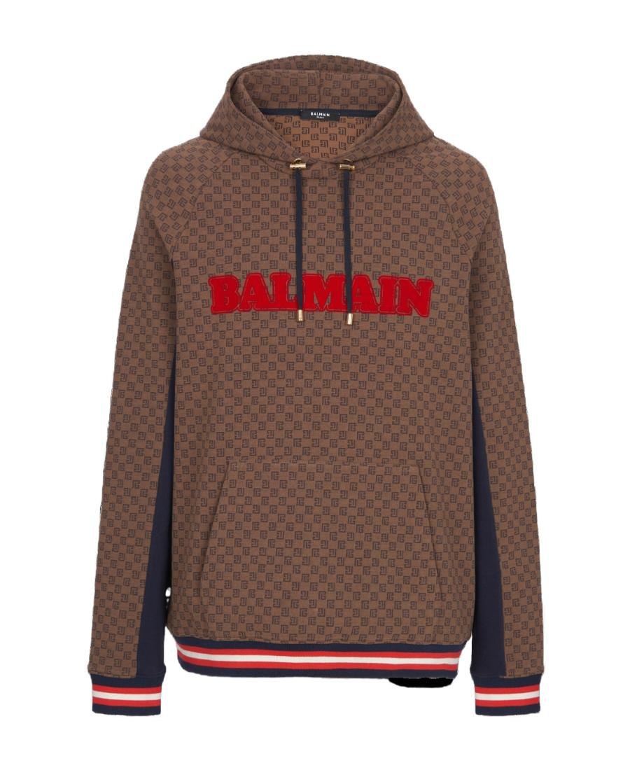 BALMAIN MINI MONOGRAM JACQUARD HOODIE