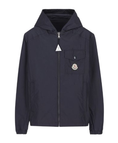 Moncler Logo-print Hooded Jacket In Blue
