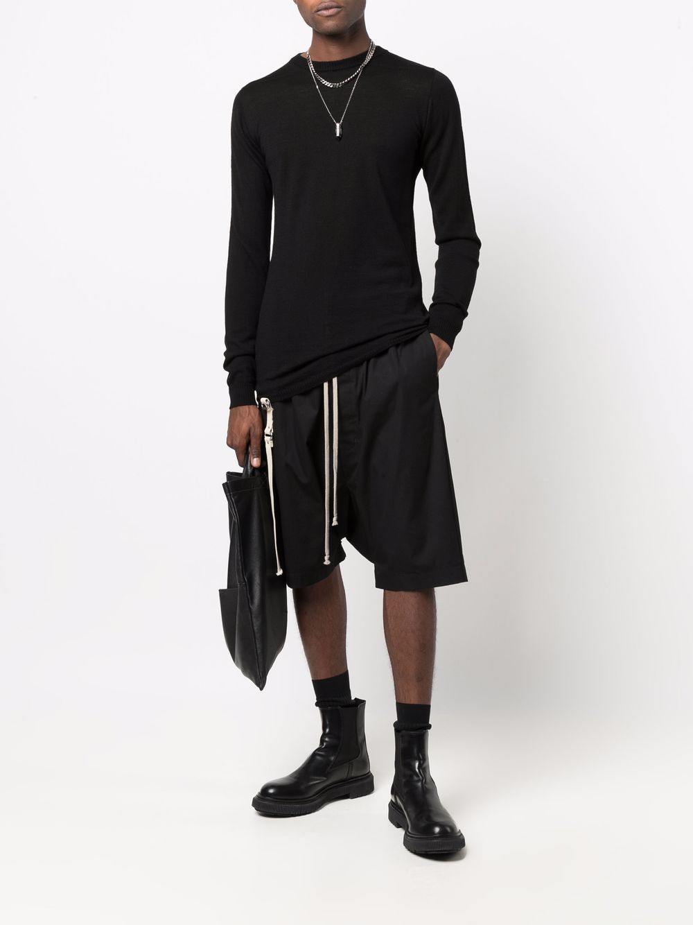 Rick Owens Long-line Ribbed Jumper In Black