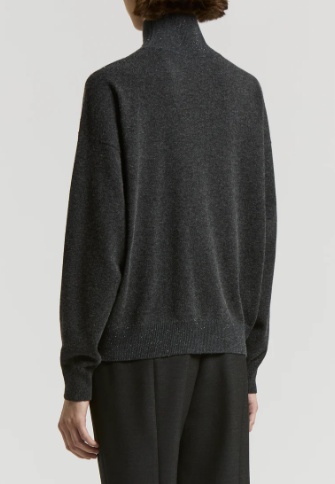 Peserico Diamond-pattern Grey Sweater With High Neckline In Black