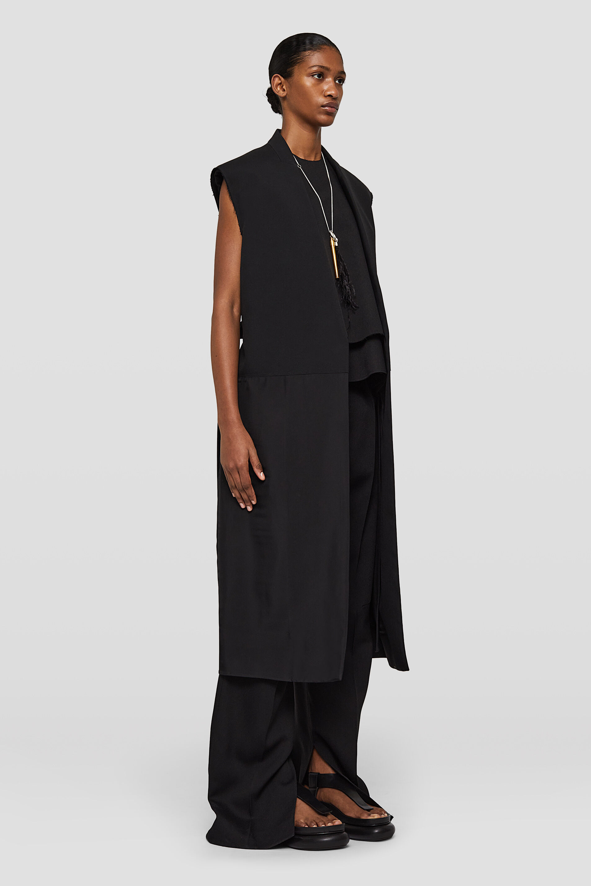 Jil Sander Single-breasted Tailored Vest In Black