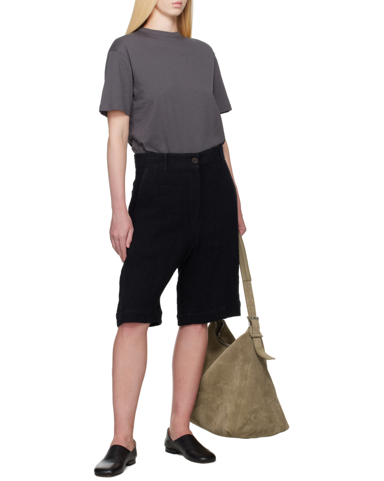 Studio Nicholson Navy Luna Linen Shorts
