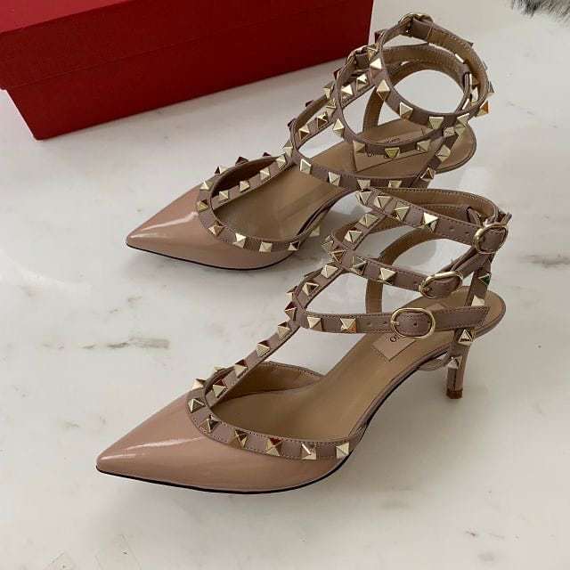 Valentino Rockstud Ankle Strap T. 65 In Nude