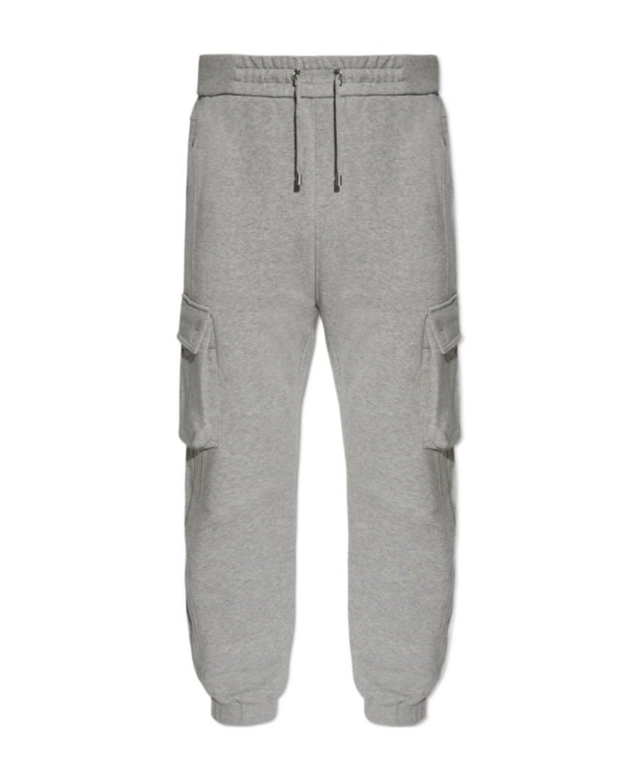 Balmain Logo-print Cotton Track Pants In Gray