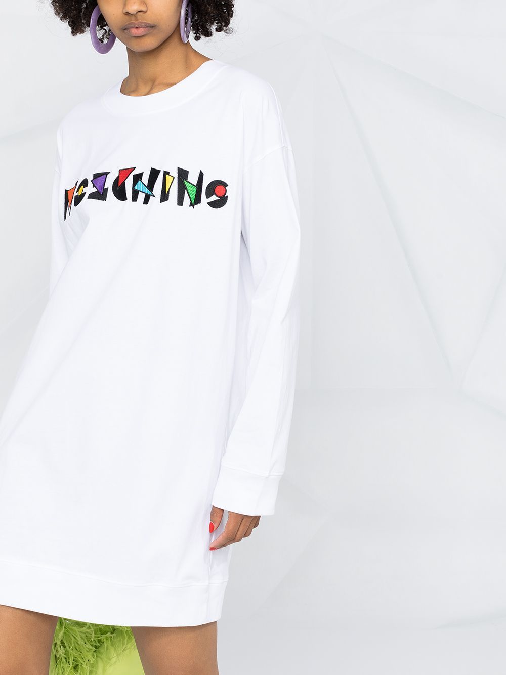 Moschino Logo Printed T-shirt Dress In White