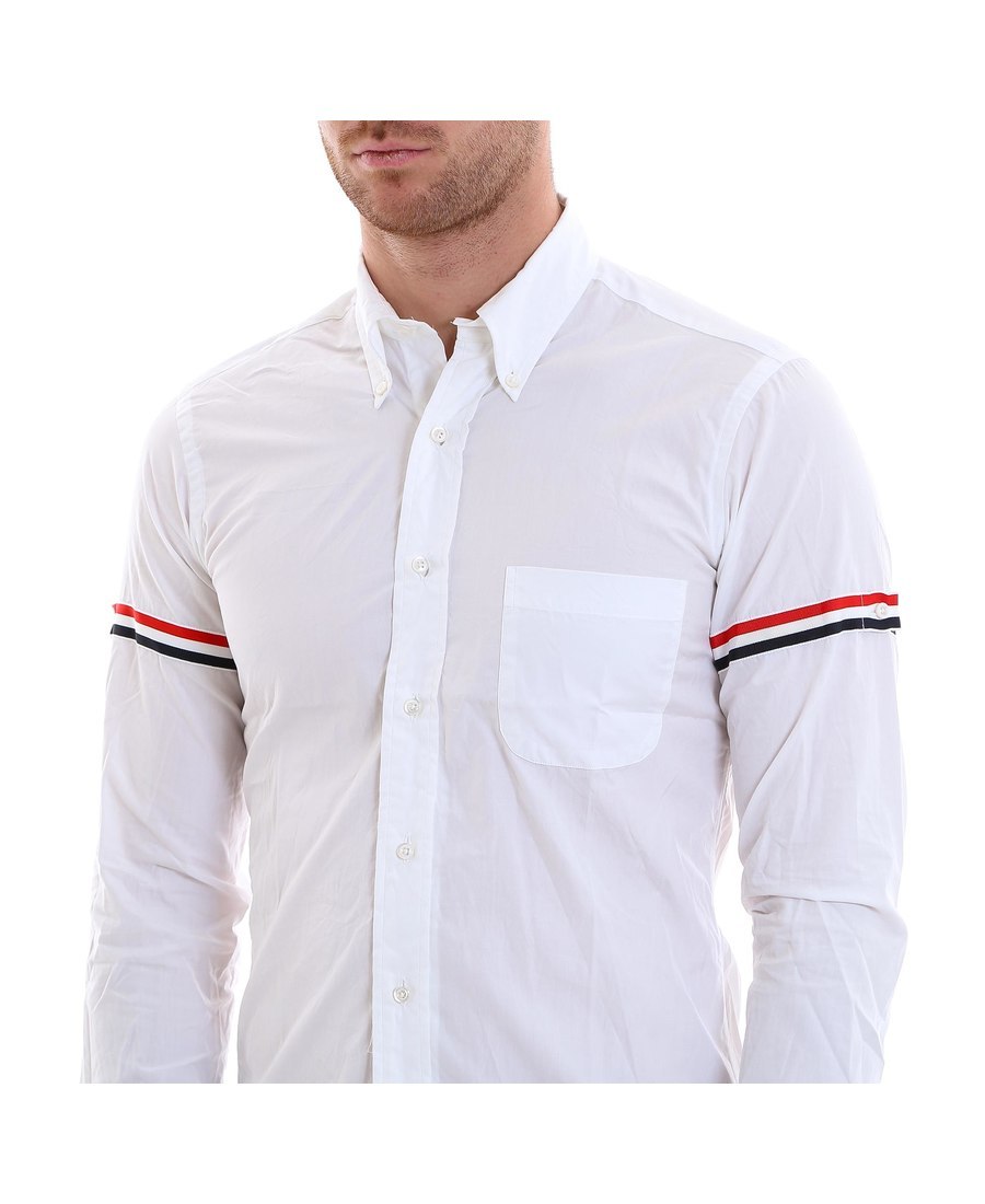 Thom Browne Oxford Button-down Shirt With Rwb Armbands In White