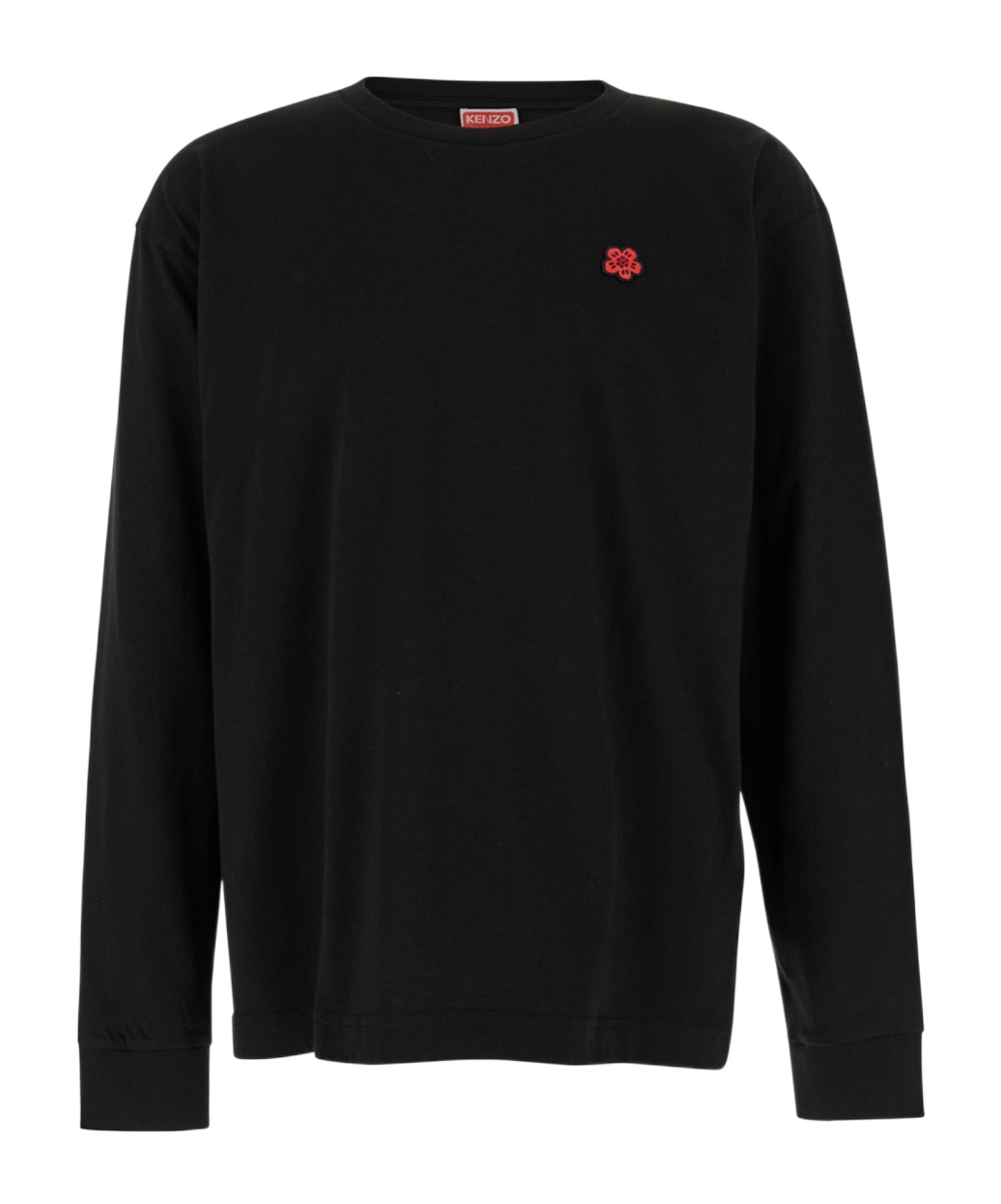 Kenzo Black Knit Jumper With Boke Flower Logo Patch On The Chest In Wool Man In Black