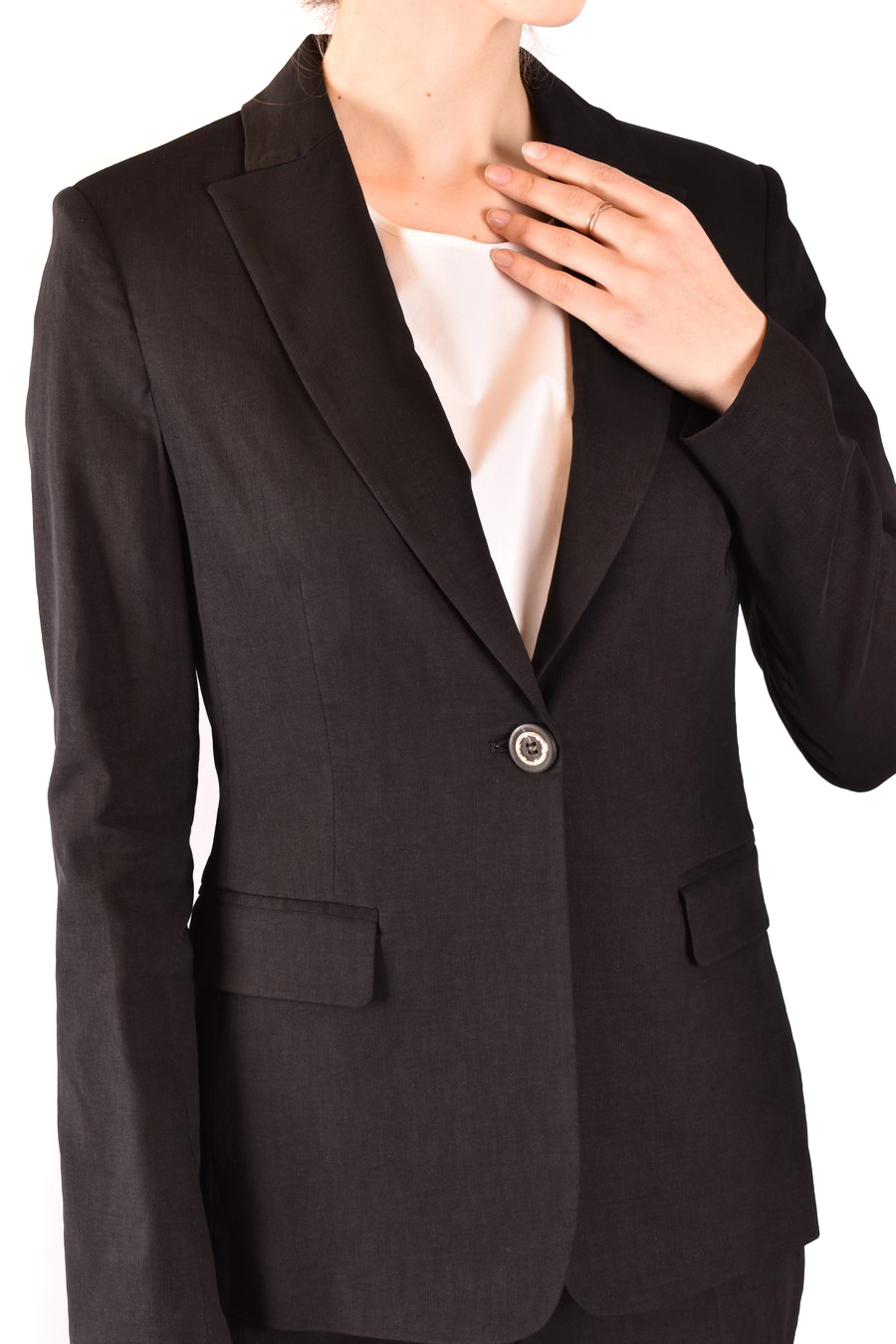 Pinko Farida Silk-blend Tailored Shirt With Notched Lapel In Black