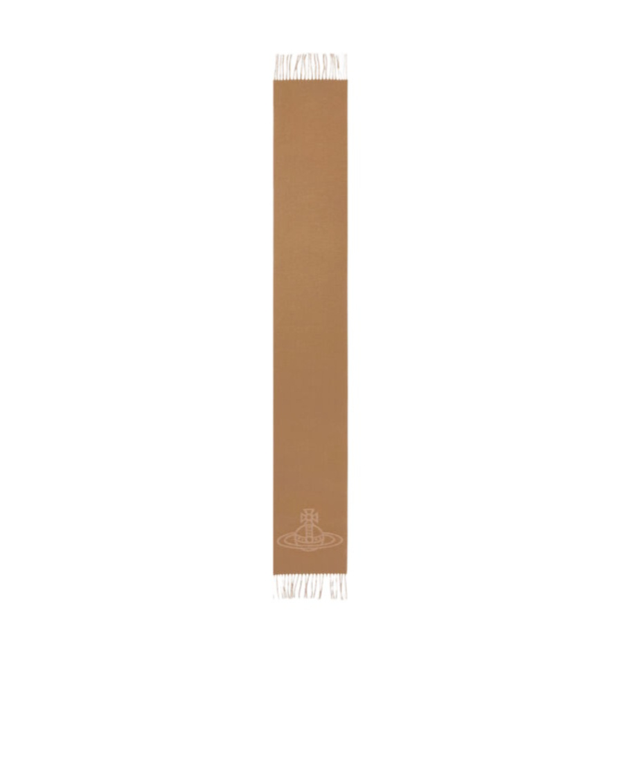 Vivienne Westwood Double-sided Fringed Wool Scarf In Brown