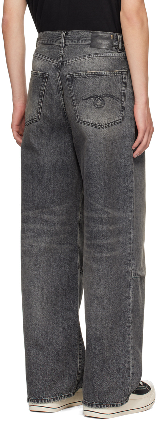 R13 Ssense Exclusive Gray Wayne Articulated Knee Jeans In Black