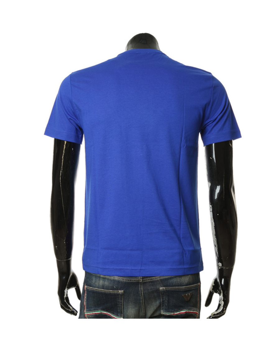 Ea7 T-shirt With Round Neck And Short Sleeves In Blue
