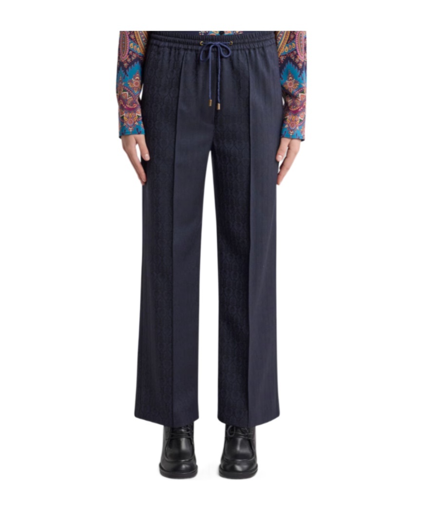 Etro Wool Jacquard Jogging Trousers In Blue