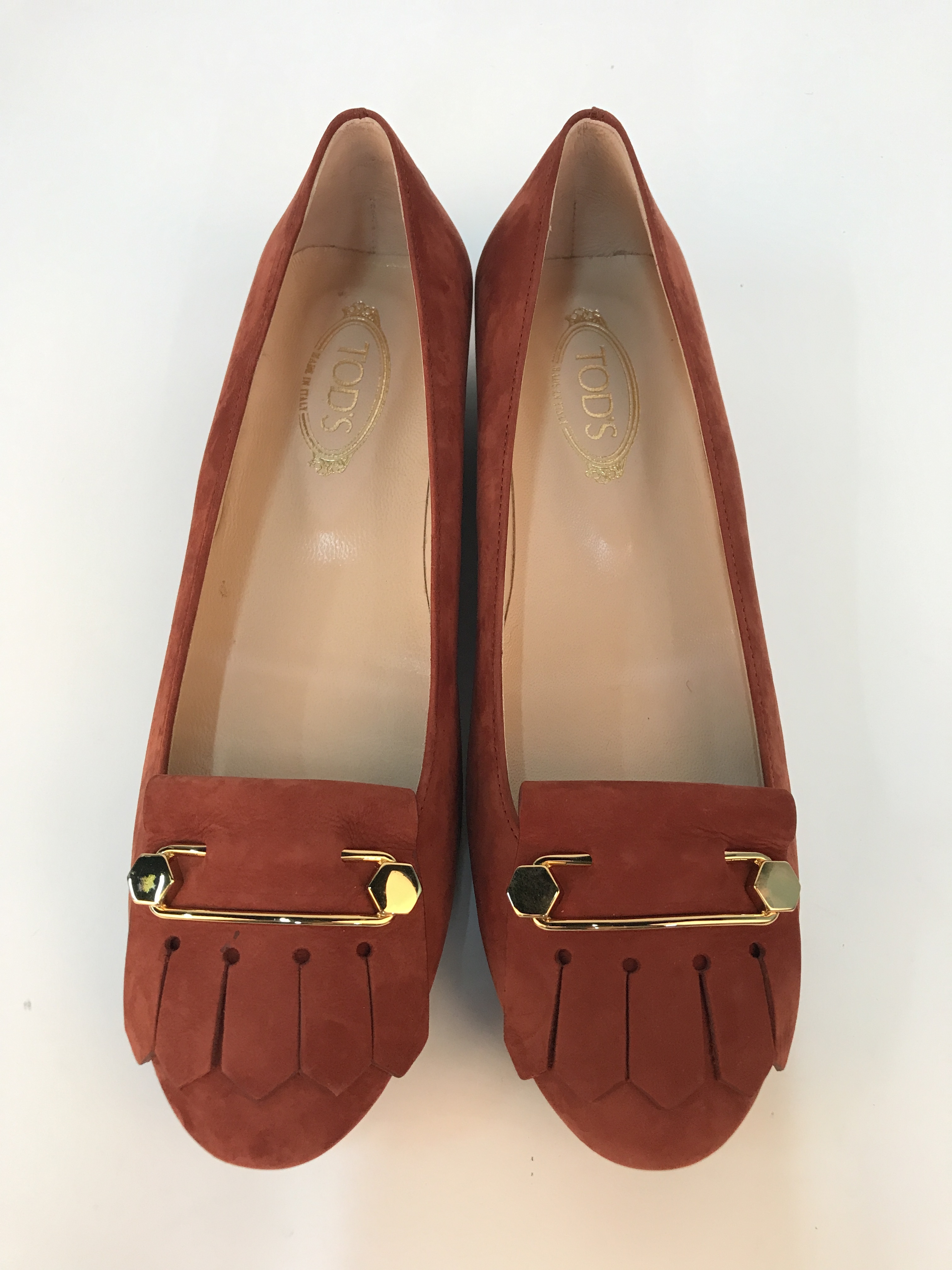 Shop Tod's Logo Details Ballet Shoes In Brown