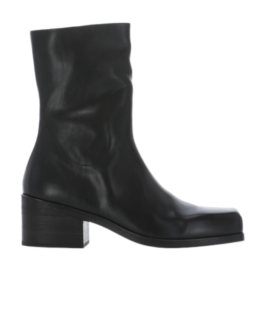 Marsèll Square Toe Leather Ankle Boots In Black