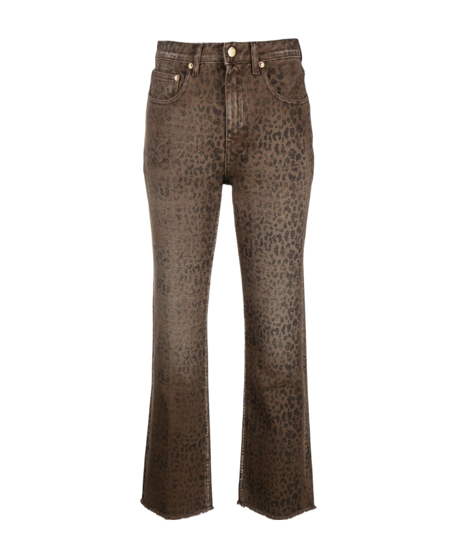Golden Goose Faded Leopard-print Kick Flare Jeans In Brown