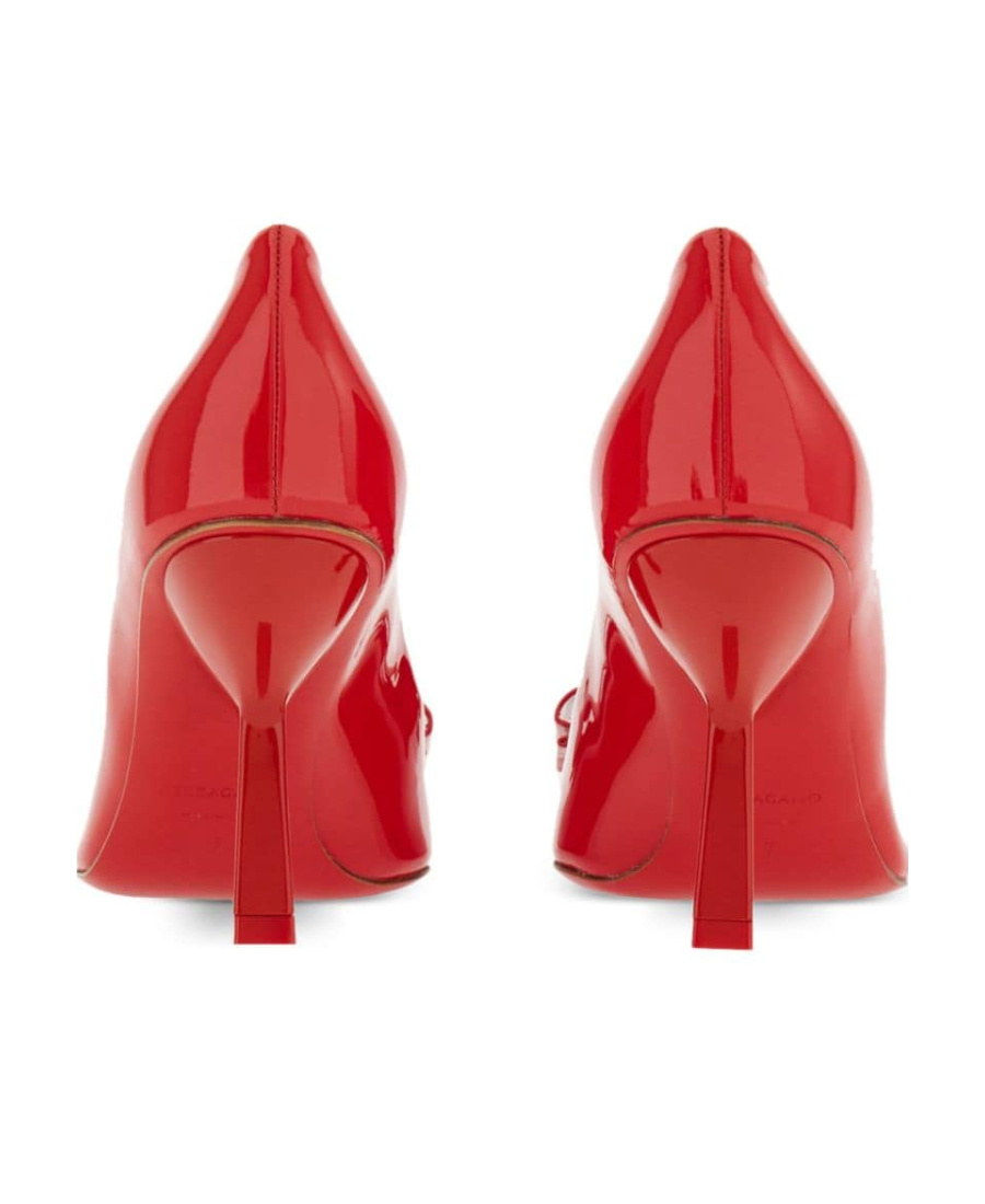 Ferragamo Pointed Toe Kitten Heel Pumps With Bow Detailing In Red