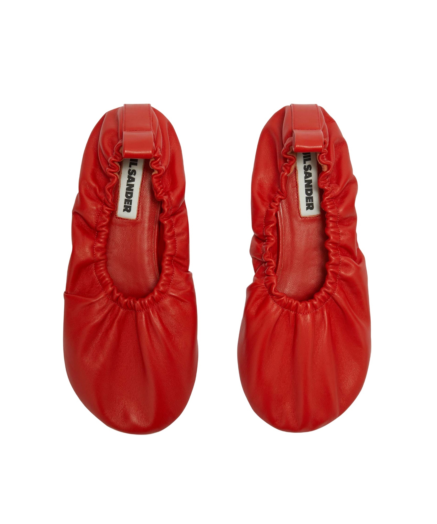Jil Sander Gathered-detail Leather Ballerina Shoes In Red